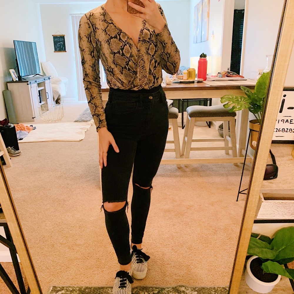 Long Sleeve Snake Skin Bodysuit